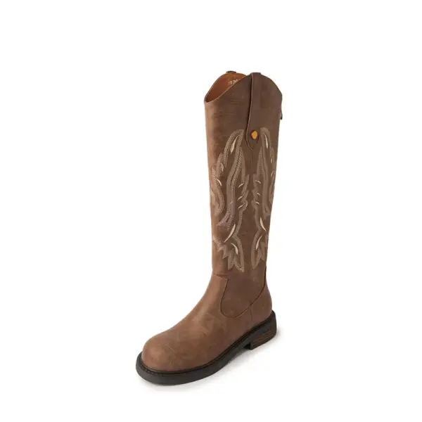 Women's Embroidered Western Cowboy High Boots - Elementnice.com 