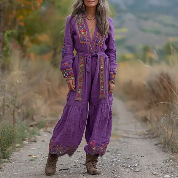 Ethnic Retro Loose Jumpsuit - Yiyistories.com 