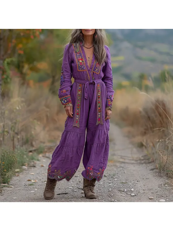 Ethnic Retro Loose Jumpsuit - Realyiyi.com 