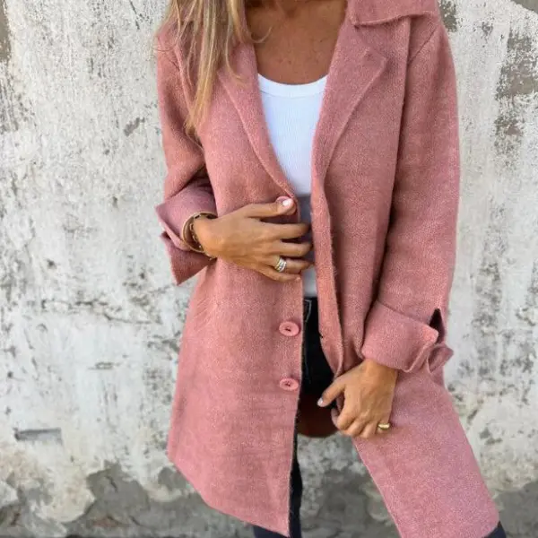Solid Color Lapel Cardigan With Pockets - Trisunshine.com 