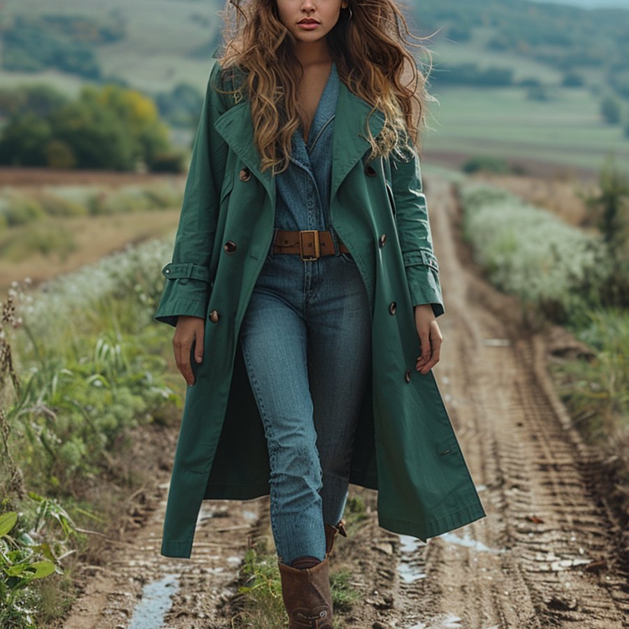 

Women's Retro Casual Trench Coat Long Coat