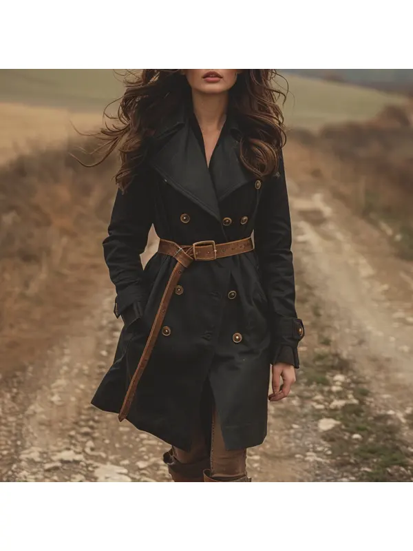 Women's Retro Casual Trench Coat Long Coat - Realyiyi.com 