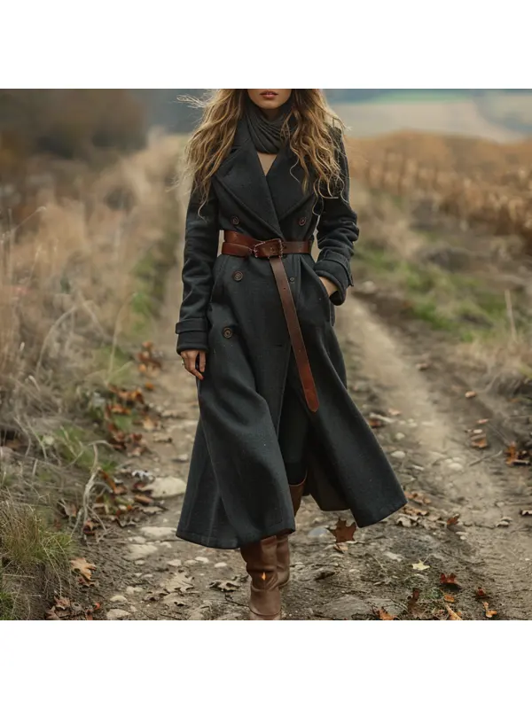 Women's Retro Casual Trench Coat Long Coat - Realyiyishop.com 