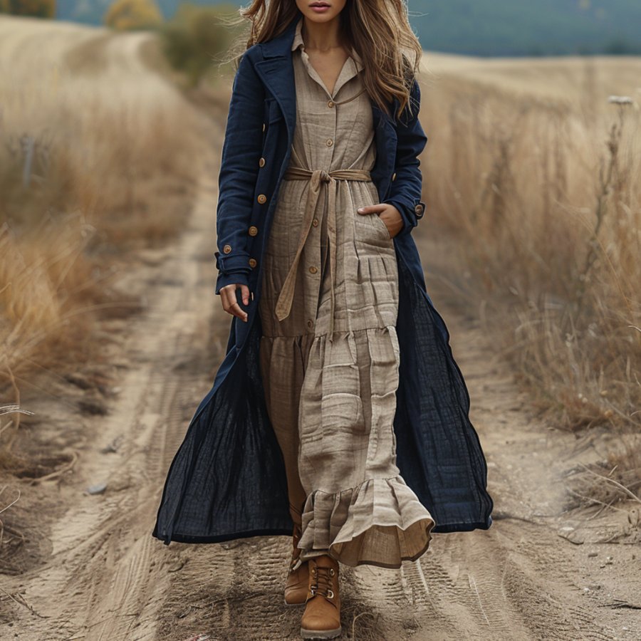 

Linen Vintage Women's Casual Long Jacket