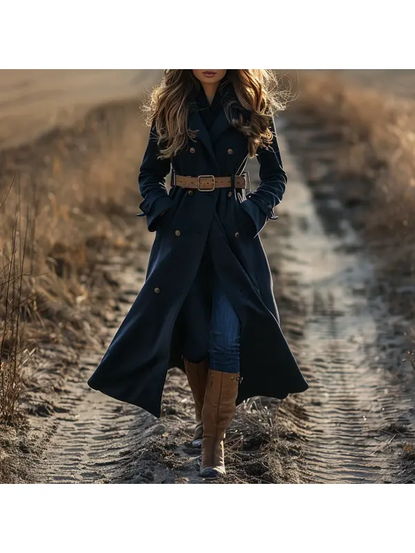 Women's Retro Casual Trench Coat Long Coat - Realyiyishop.com 