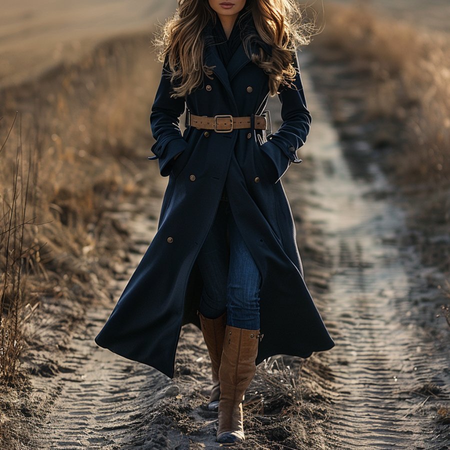 

Women's Retro Casual Trench Coat Long Coat
