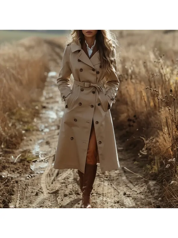 Women's Retro Casual Trench Coat Long Coat - Realyiyi.com 