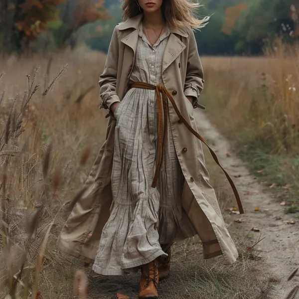 Women's Retro Casual Trench Coat Long Coat - Menzfolk.com 