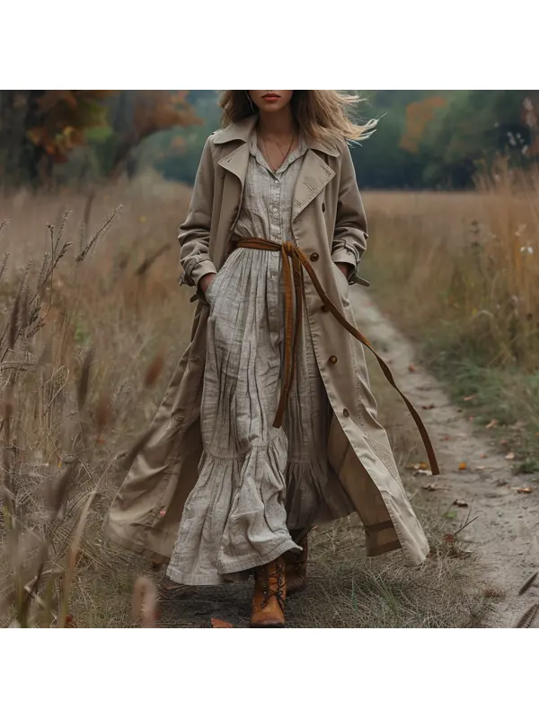 Women's Retro Casual Trench Coat Long Coat - Hoplady.chimpone.com 