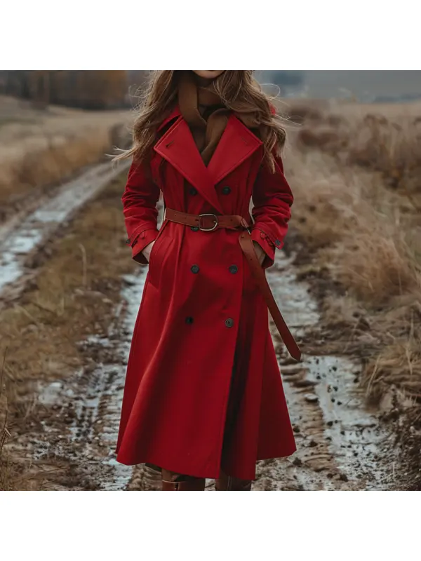 Women's Retro Casual Trench Coat Long Coat - Realyiyi.com 