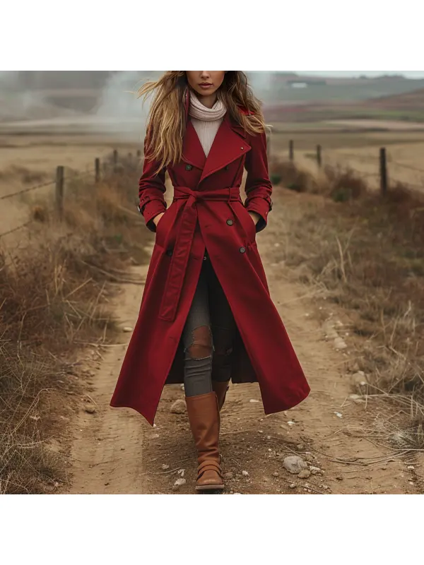 Women's Retro Casual Trench Coat Long Coat - Realyiyishop.com 