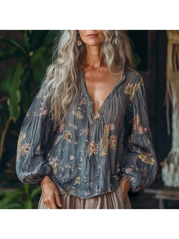 Women's Ethnic Floral Print Shirt - Hoplady.chimpone.com 