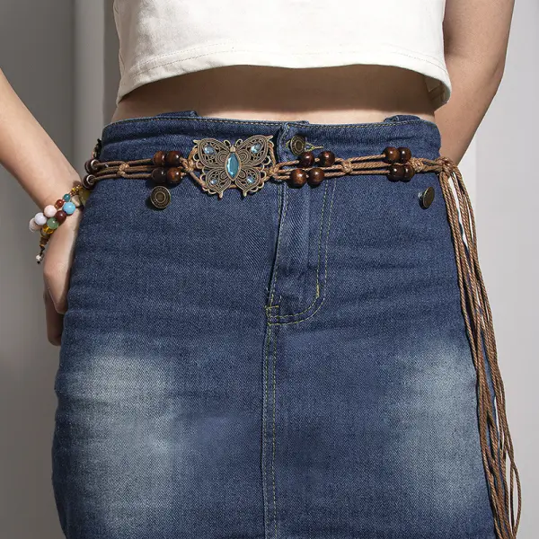 Ladies Bohemian Butterfly Hand-woven Ethnic Style Leisure Holiday Waist Rope - Elementnice.com 