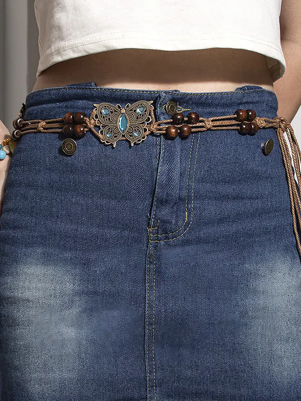 Ladies Bohemian Butterfly Hand-woven Ethnic Style Leisure Holiday Waist Rope - Pragmaace.com 