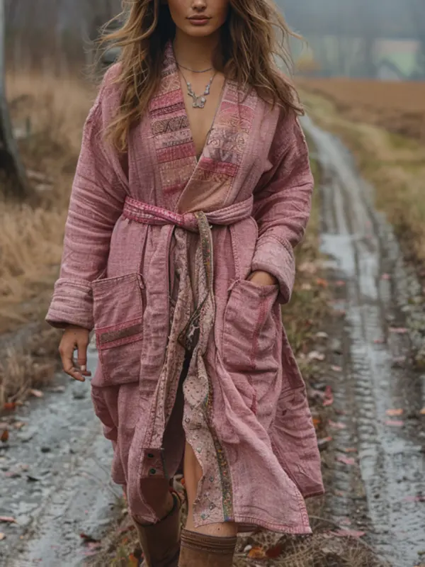 Retro Women's Autumn And Winter Coat Ethnic Style Linen Robe Cardigan - Sunshinetip.com 