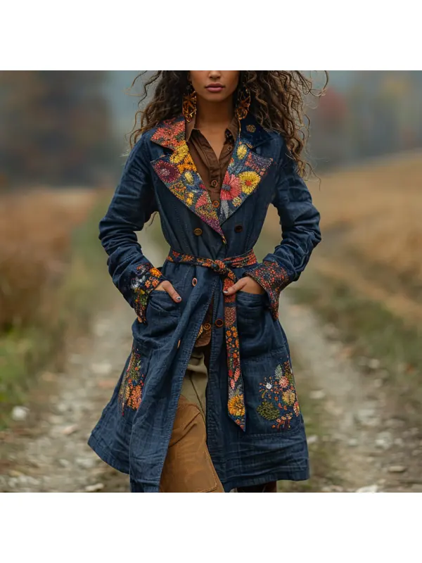 Retro Women's Autumn And Winter Coat Ethnic Style Linen Robe Cardigan - Realyiyishop.com 