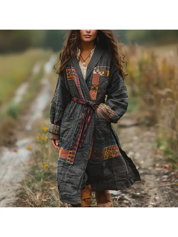 Retro Women's Autumn And Winter Coat Ethnic Style Linen Robe Cardigan - Realyiyishop.com 