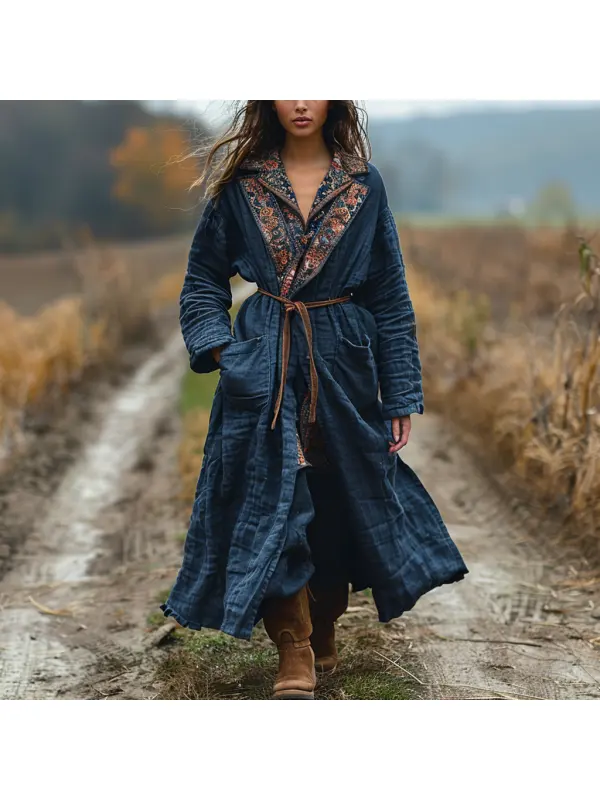 Retro Women's Autumn And Winter Coat Ethnic Style Linen Robe Cardigan - Realyiyishop.com 