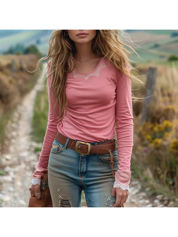 Women's Oversized Elastic Slim Long-sleeved T-shirt Base Home Casual Daily T-shirt - Realyiyishop.com 