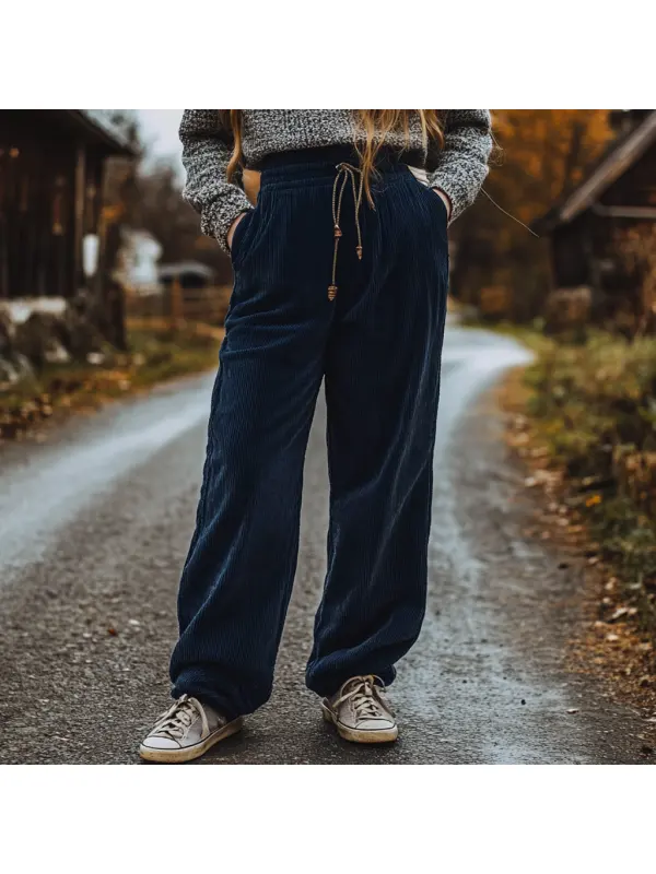 Women's Loose Corduroy Casual Trousers, Simple And Comfortable Straight Trousers - Viewbena.com 