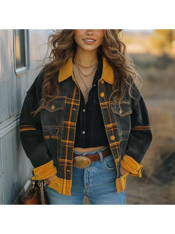 Vintage Western Cowgirl Corduroy Lapel Jacket - Hoplady.chimpone.com 