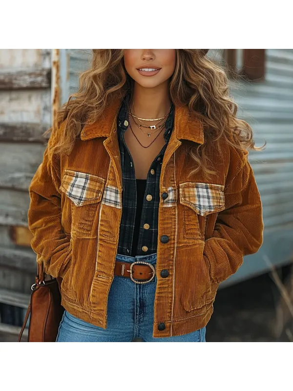 Vintage Western Cowgirl Corduroy Lapel Jacket - Hoplady.chimpone.com 