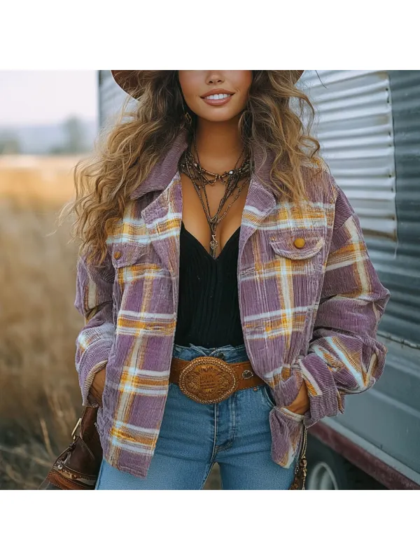 Vintage Western Cowgirl Corduroy Lapel Jacket - Hoplady.chimpone.com 