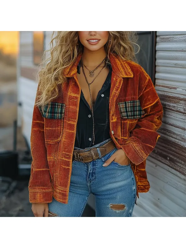 Vintage Western Cowgirl Corduroy Lapel Jacket - Hoplady.chimpone.com 