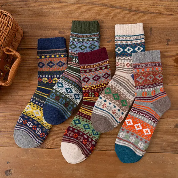 Chaussettes Mi-mollet Décontractées De Style Ethnique Chaussettes En Coton - Wayrates.com 