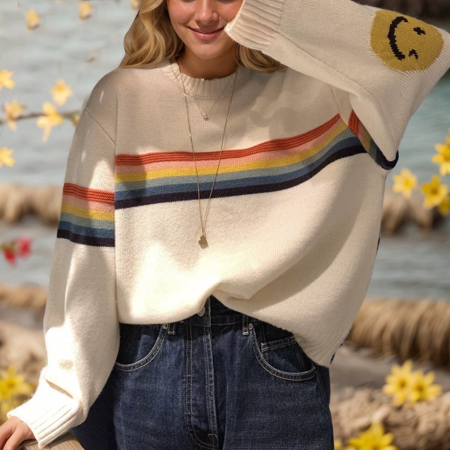 

Vintage Striped Crew Neck Sweater