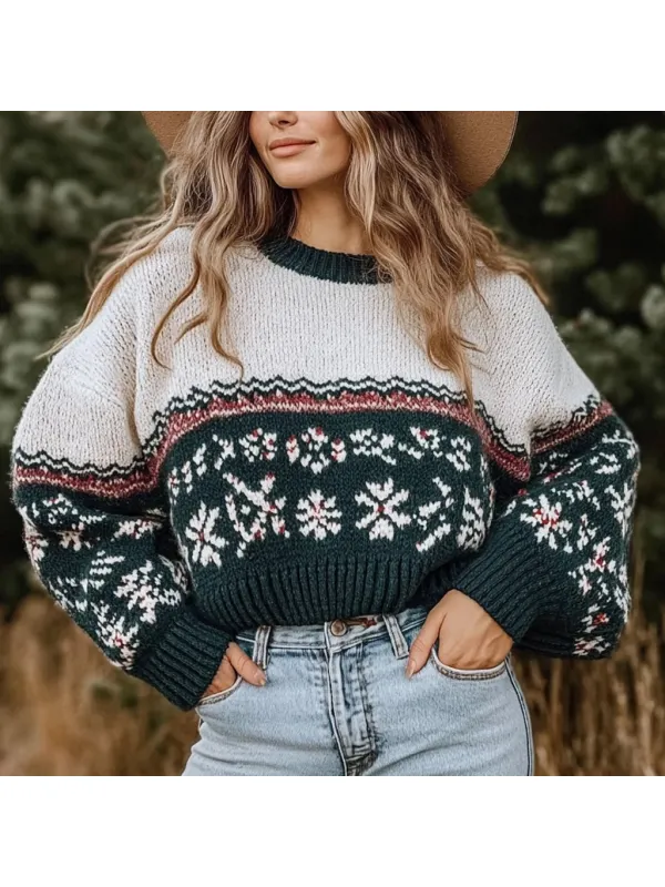 Women's Christmas Vintage Casual Sweater - Realyiyi.com 
