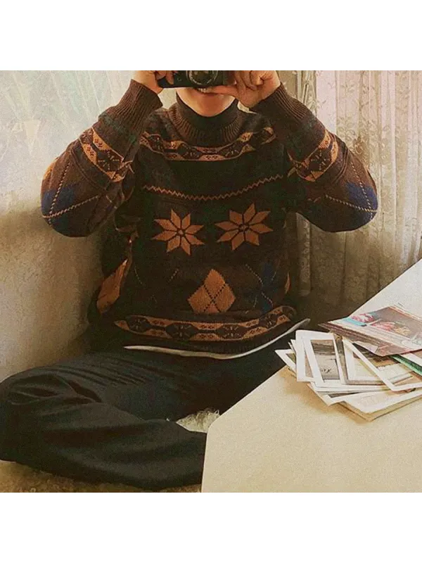 Retro Ethnic Argyle Sweater - Hoplady.chimpone.com 