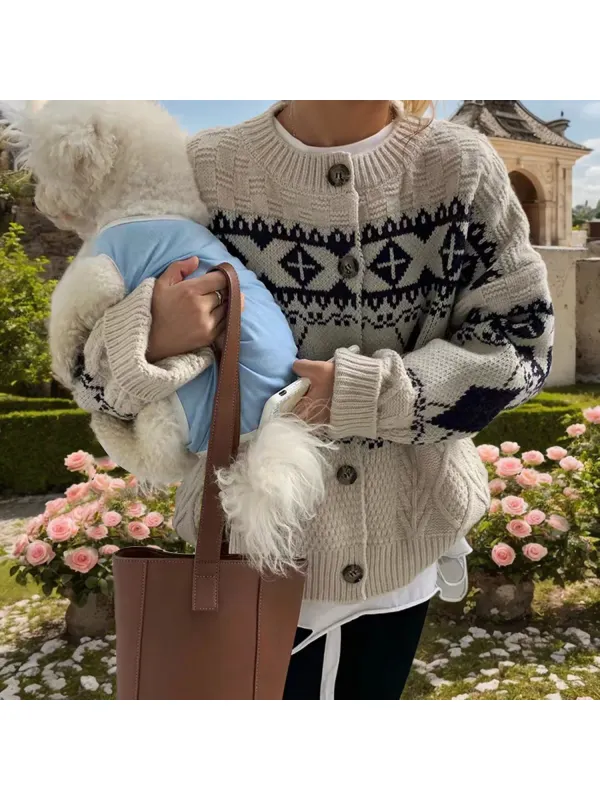 Women's Vintage Button Sweater - Cominbuy.com 