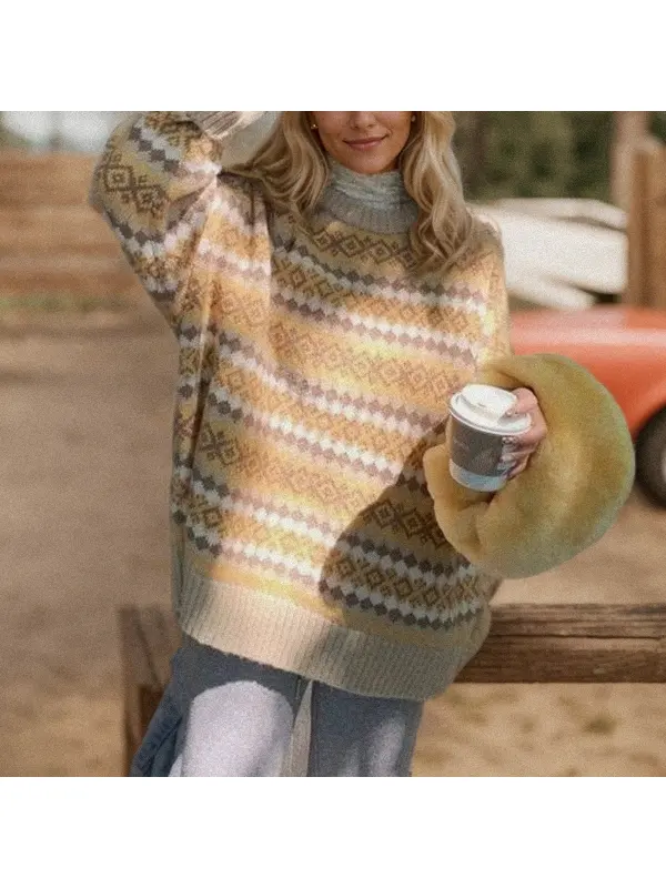 Women's Vintage Pullover Sweater - Viewbena.com 