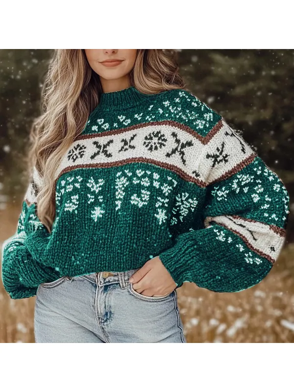 Women's Christmas Casual Oversized Contrast Color Sweater - Cominbuy.com 