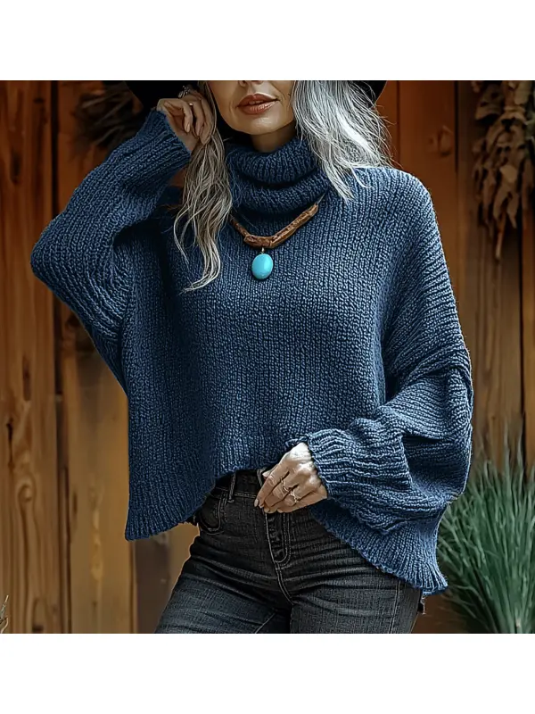 Women's Winter Knitted Solid Color Casual Warm Sweater - Realyiyi.com 