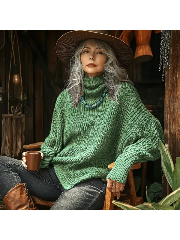 Women's Winter Knitted Solid Color Loose Warm Sweater - Realyiyi.com 