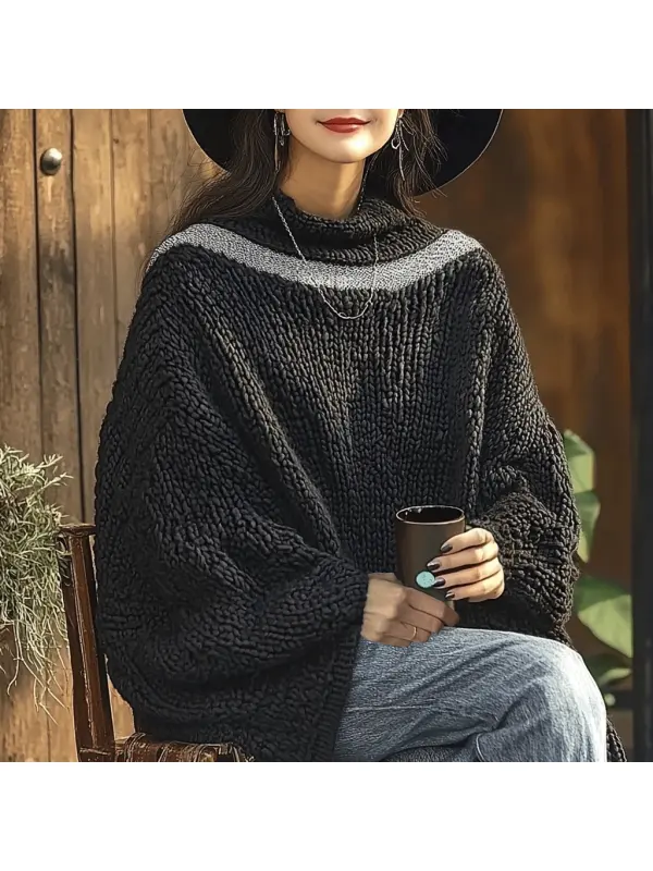 Women's Knitted Elegant Warm Oversized Turtleneck Sweater - Cominbuy.com 