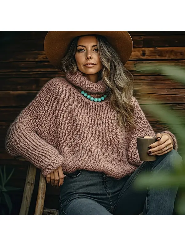 Women's Winter Knitted Solid Comfortable Casual Sweater - Realyiyi.com 