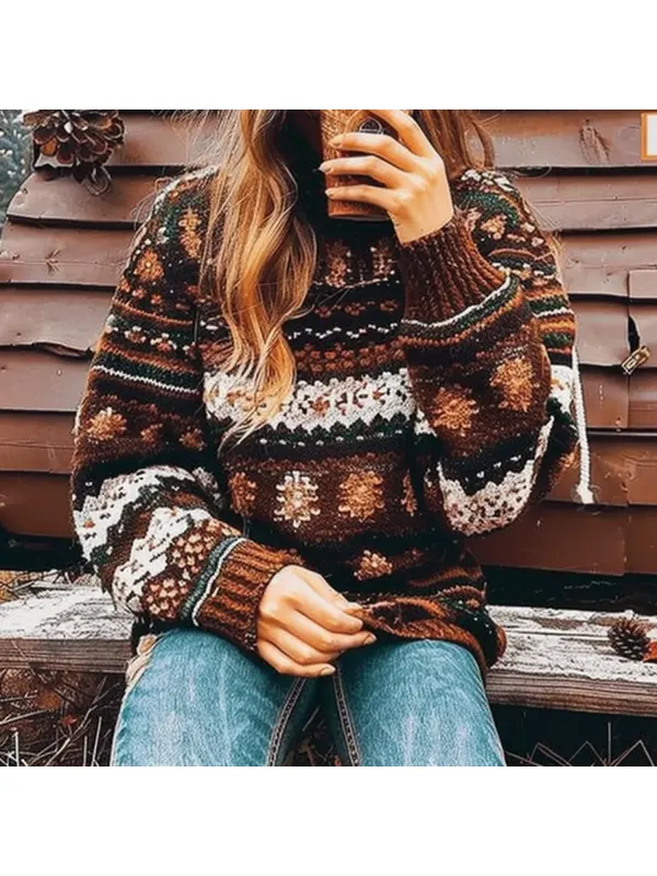 Women's Retro Outdoor Oversized Sweater - Realyiyi.com 