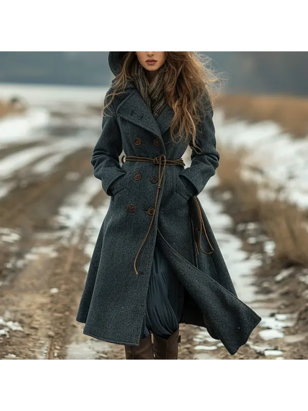 Women's Retro Solid Color Hooded Button Coat - Cominbuy.com 