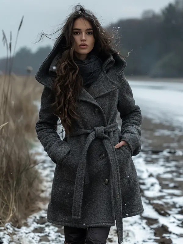 Women's Solid Color Strappy Coat - Sunshinetip.com 