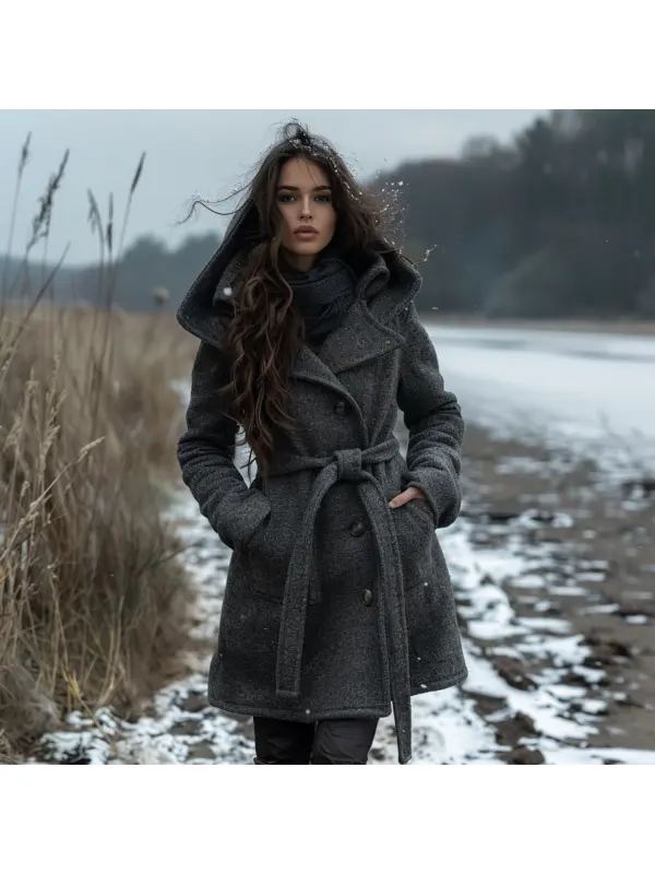 Women's Solid Color Strappy Coat - Cominbuy.com 