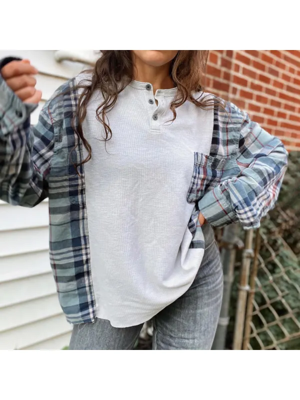 Outdoor Casual Holiday Plaid Sweatshirt - Cominbuy.com 