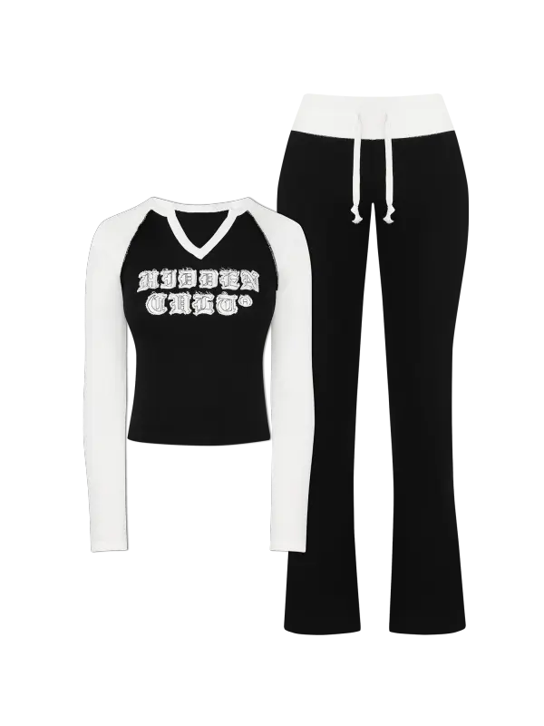 Monochrome Longsleeve Raglan Set - Viewbena.com 