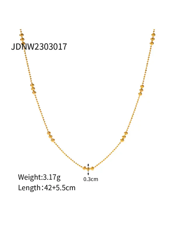 Women's Stainless Steel All-match Round Bead Necklace - Cominbuy.com 