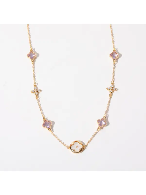 Women's Four-leaf Clover Snowflake Zircon Necklace - Cominbuy.com 