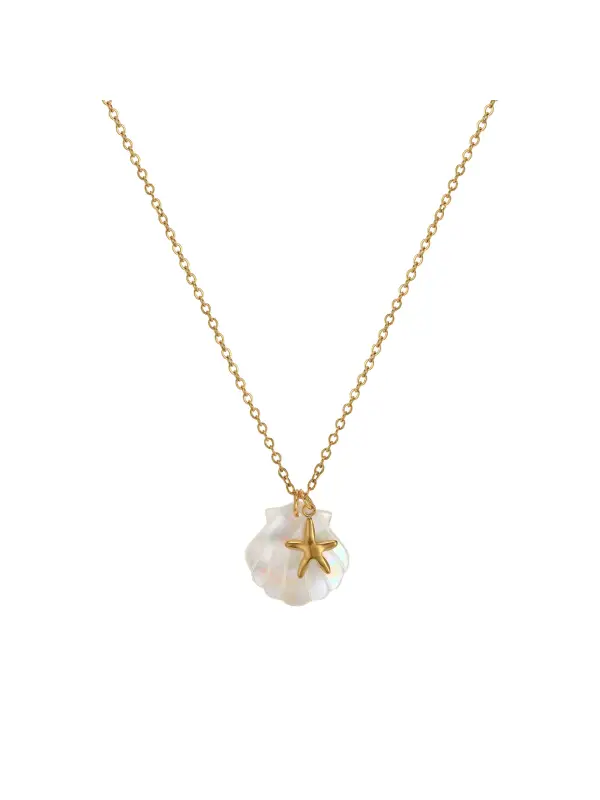 Women's Starfish Conch Shell Pendant Necklace - Geocici.com 