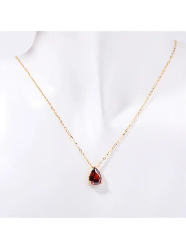 Women's December Birthday Pear-shaped Teardrop Zircon Necklace - Geocici.com 
