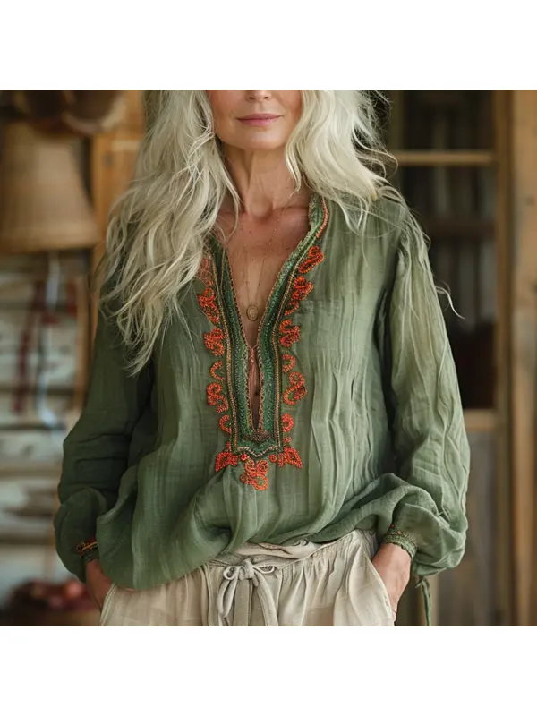 Vacation Vintage Loose Shirt - Viewbena.com 